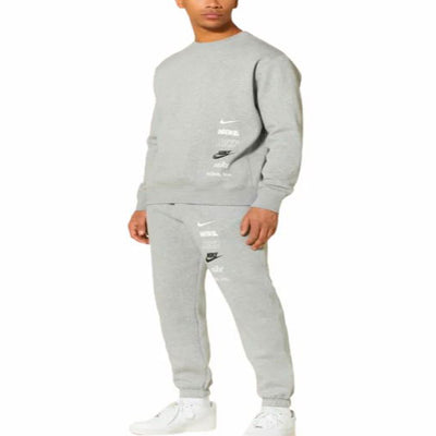 NIKE STACK LOGO CREW SUIT GREY