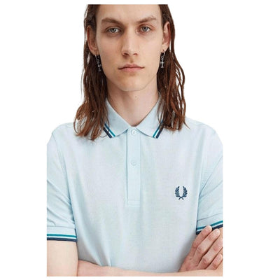 Fred Perry Men's Twin Tipped Polo L Blue/Teal/Navy Casual Icon Shirt