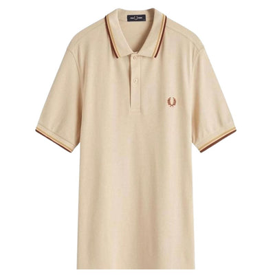 Fred Perry Twin Tipped Polo Shirt Oat/Honey - Classic Fit Men's