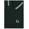 Fred Perry Men's Twin Tipped Polo Night Green/White Iconic Casual Shirt