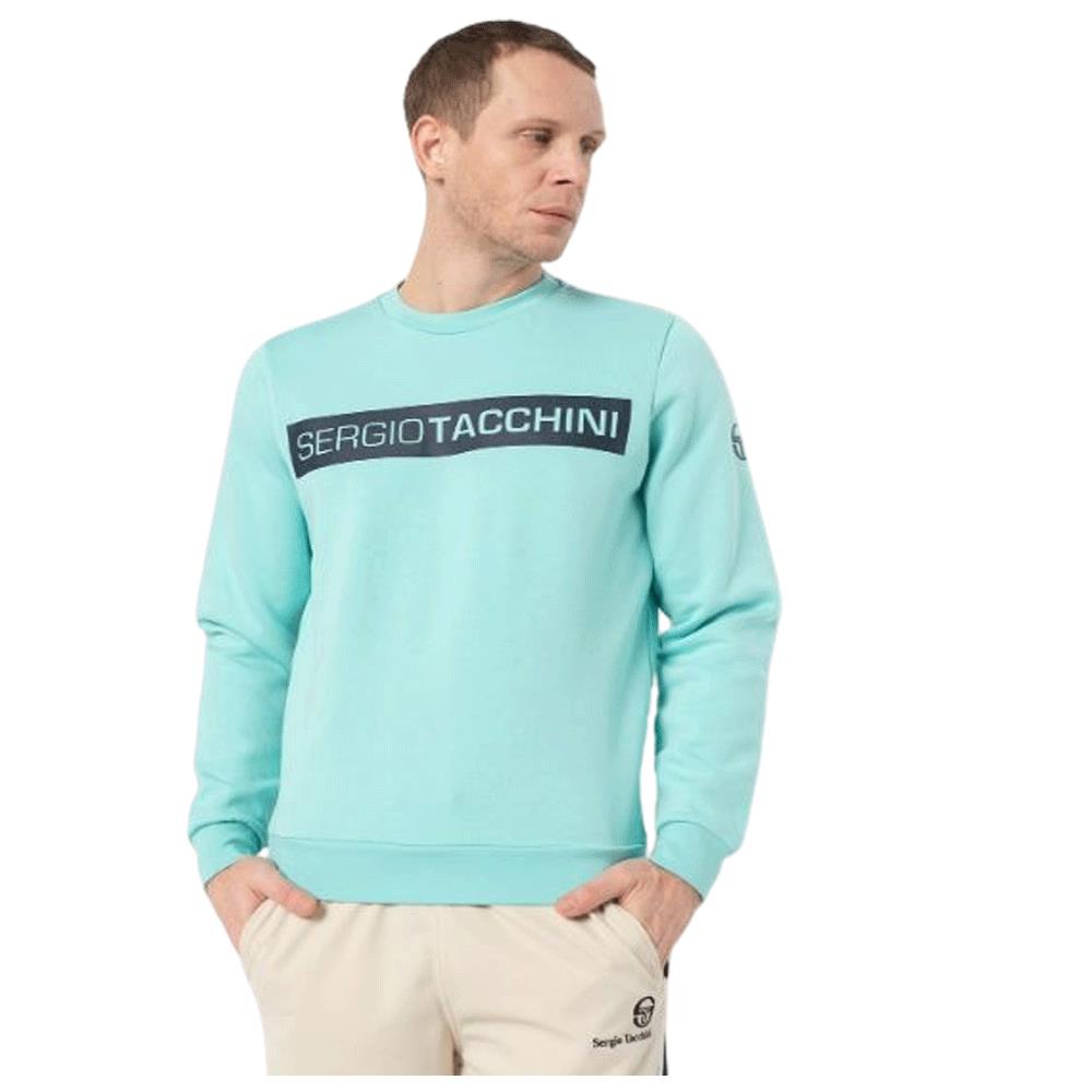 Sergio Tacchini Men's Aqua/Navy Lightweight Sweater Top