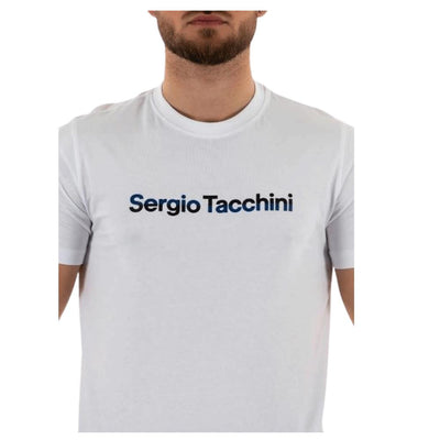 Sergio Tacchini mens tee white/navy casual crew neck t-shirt