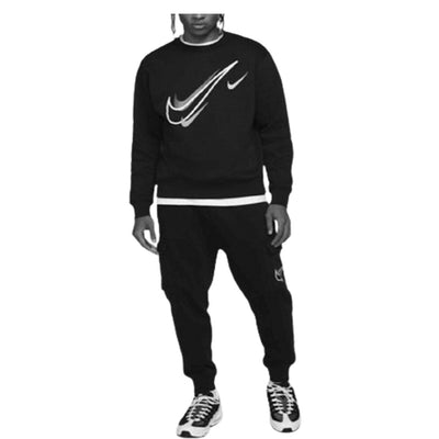 NIKE MULTI SWOOSH LOGO CREW SUIT BLACK