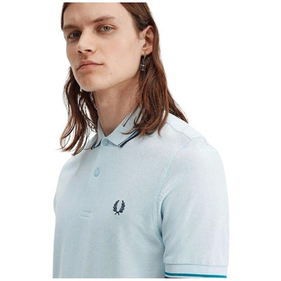 Fred Perry Men's Twin Tipped Polo L Blue/Teal/Navy Casual Icon Shirt