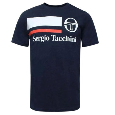 Sergio Tacchini mens tee navy/white casual crew neck t-shirt