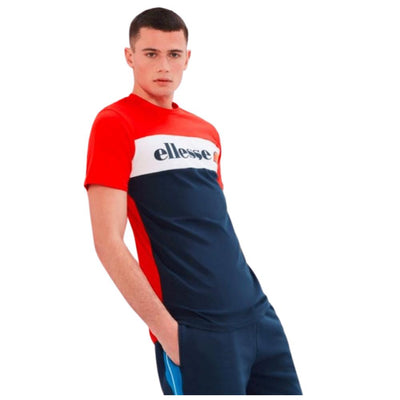 Ellesse Morbila Tee Red/Navy/White Stylish Men's Cotton Crew Neck Top