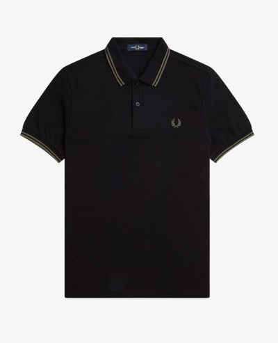 Fred Perry Black/Green Twin Tipped Polo Classic Men's Shirt