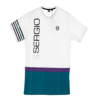 Sergio Tacchini mens tee white/ocean crew neck t-shirt