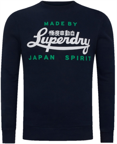 Superdry Mens Navy Long Sleeve Jumper Crew Neck Pullover Casual Top