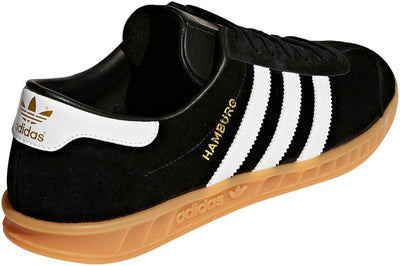 Adidas Hamburg Trainers Mens Black Classic Retro Trainers Suede Gym Trainers - MRGOUTLETS