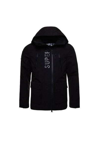 Superdry Black Jacket Mens Waterproof Black Ultimate Hoodie Jacket - MRGOUTLETS