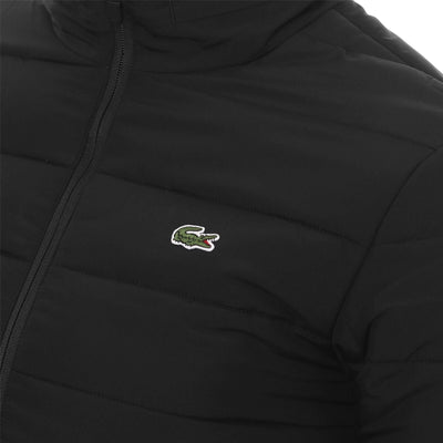 Lacoste Jacket Mens Water Resistant Black Jacket Full Sleeve Logo Jacket - MRGOUTLETS