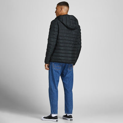 Jack & Jones Jacket Quilted Puffer Jacket Hoodie Zip Padded Jacket Black - MRGOUTLETS