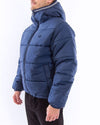 Adidas Mens Puffer Hooded Jacket Padded Puff Jacket Navy Winter Zip Coat - MRGOUTLETS