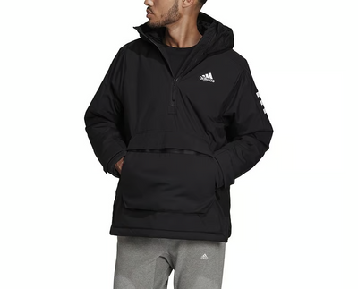 Adidas Mens Jacket Hooded Black Jacket Anorak Utilitas Winter Running Jacket - MRGOUTLETS