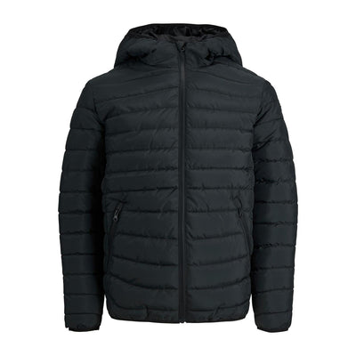 Jack & Jones Jacket Quilted Puffer Jacket Hoodie Zip Padded Jacket Black - MRGOUTLETS