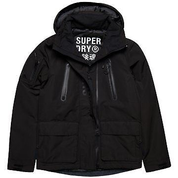 Superdry Black Jacket Mens Waterproof Black Ultimate Hoodie Jacket - MRGOUTLETS