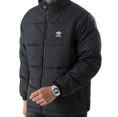 Adidas Mens Jacket Essentials Padded Puffer Jacket Black Winter Zip Coat - MRGOUTLETS
