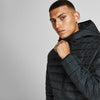 Jack & Jones Jacket Quilted Puffer Jacket Hoodie Zip Padded Jacket Black - MRGOUTLETS