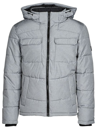 Jack & Jones Jacket Mens Hoodie Jacket Winter Windproof Jacket Light Grey - MRGOUTLETS