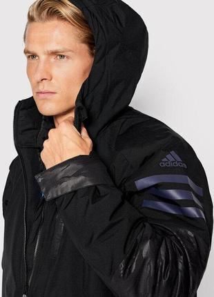 Adidas Mens Jacket Coat Polyester Black Winter Jacket Long Sleeve Hooded Coat - MRGOUTLETS