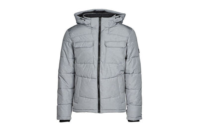 Jack & Jones Jacket Mens Hoodie Jacket Winter Windproof Jacket Light Grey - MRGOUTLETS