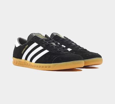 Adidas Hamburg Trainers Mens Black Classic Retro Trainers Suede Gym Trainers - MRGOUTLETS