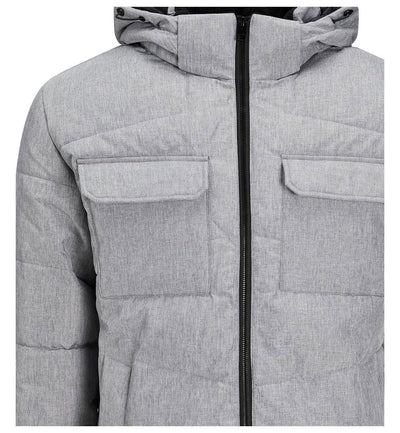 Jack & Jones Jacket Mens Hoodie Jacket Winter Windproof Jacket Light Grey - MRGOUTLETS