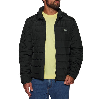 Lacoste Jacket Mens Water Resistant Black Jacket Full Sleeve Logo Jacket - MRGOUTLETS