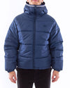 Adidas Mens Puffer Hooded Jacket Padded Puff Jacket Navy Winter Zip Coat - MRGOUTLETS