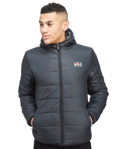 Fila Padded Jackets Mens Reversible Alpino Full Zip Jacket Coat Hoody Pockets - MRGOUTLETS