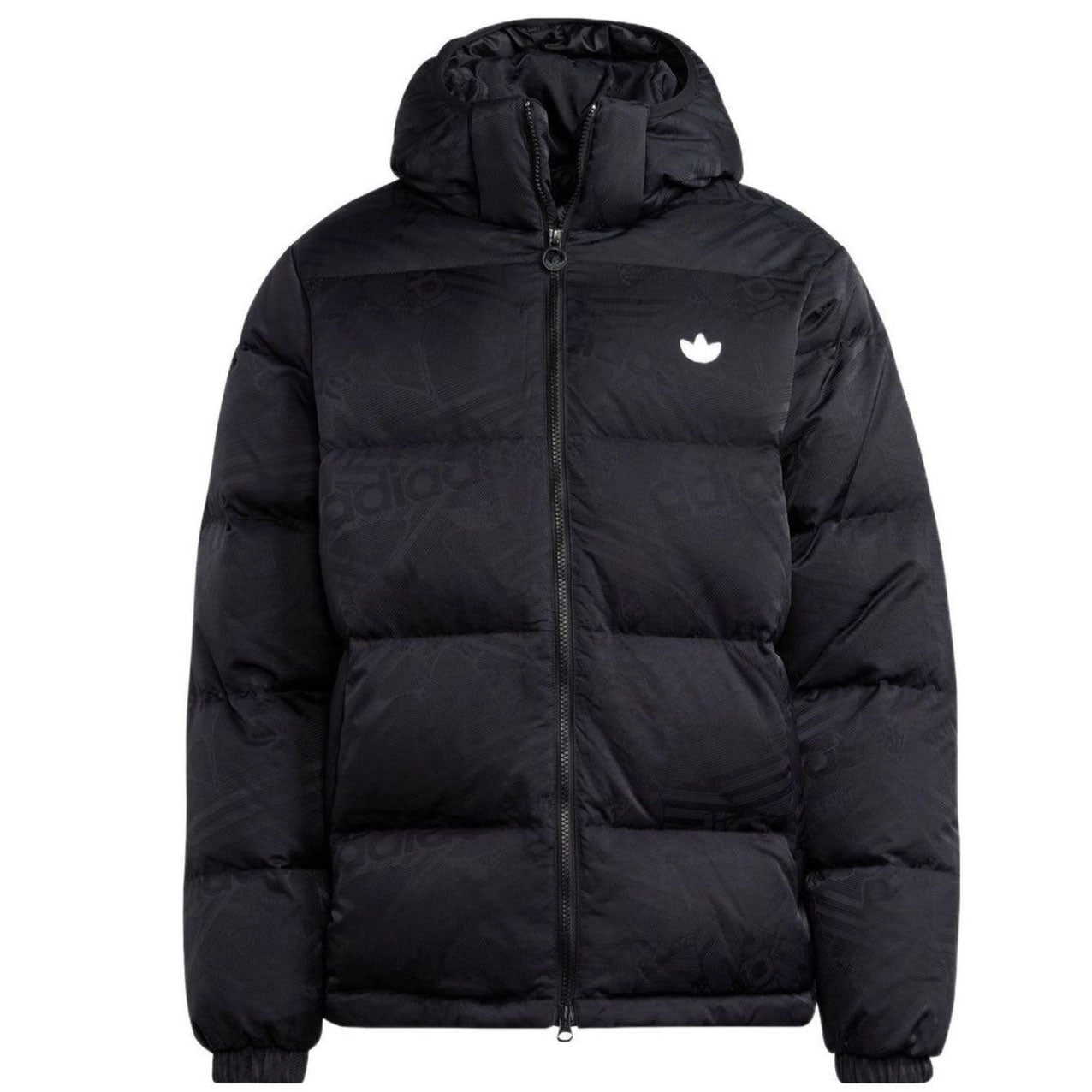 Adidas Mens Jacket Black Hooded Puffer Jacket Long Sleeve Full Zip Jacket - MRGOUTLETS