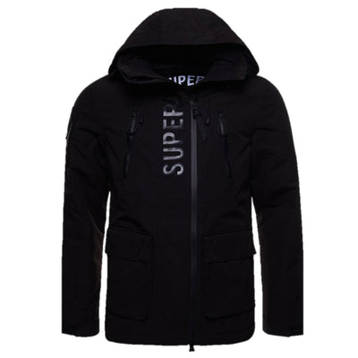 Superdry Black Jacket Mens Waterproof Black Ultimate Hoodie Jacket - MRGOUTLETS