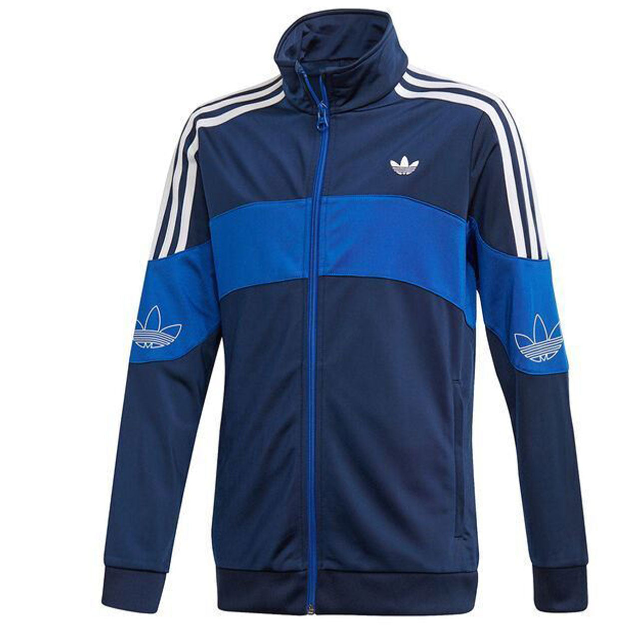 Adidas Kids Track Jacket 7-16yrs Sports 3 Stripe Jacket Royal Blue - MRGOUTLETS