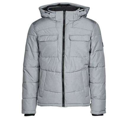 Jack & Jones Jacket Mens Hoodie Jacket Winter Windproof Jacket Light Grey - MRGOUTLETS