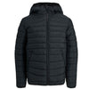 Jack & Jones Jacket Quilted Puffer Jacket Hoodie Zip Padded Jacket Black - MRGOUTLETS