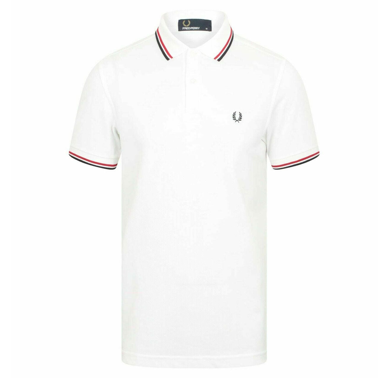 FRED PERRY  TWIN TIPPED POLO TOP WHI/NVY/RED - MRGOUTLETS
