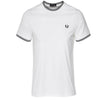 FRED PERRY TWIN TIPPED TEE WHITE - MRGOUTLETS