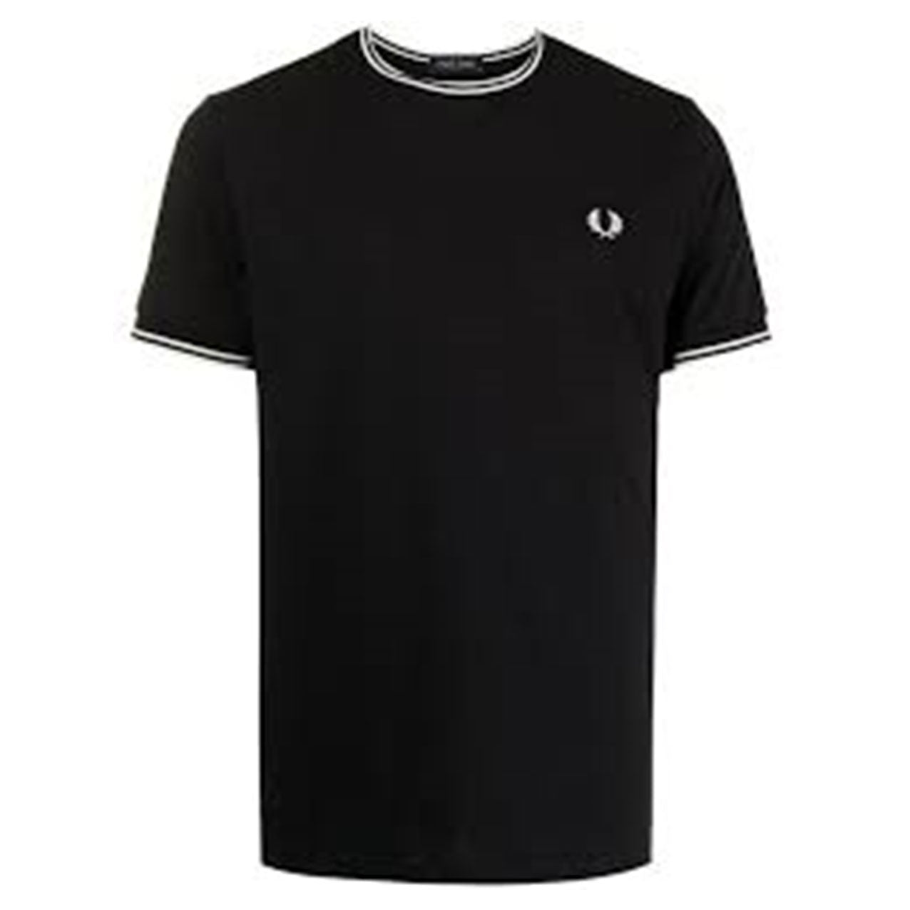 FRED PERRY  TWIN TIPPED TEE BLACK - MRGOUTLETS